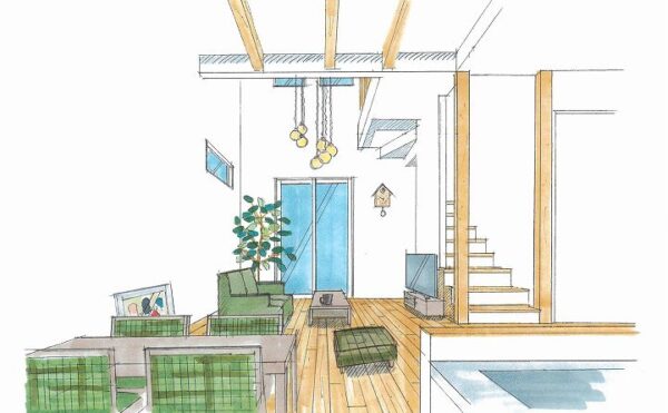 神戸のコンパクトハウスの完成見学会のイラスト