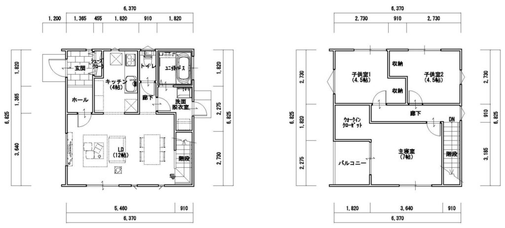 神戸のセレクトホームの規格住宅の間取り図