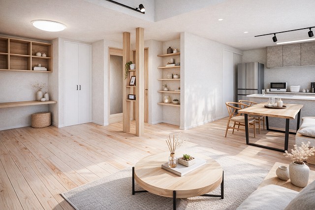 明石の木の家の余白のある暮らしの内装