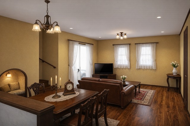 神戸のアンティークが似合う家のリビング