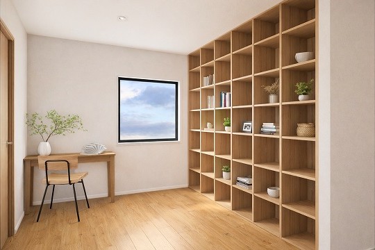 神戸の20代が建てた２階ホールと本棚のフリースペース