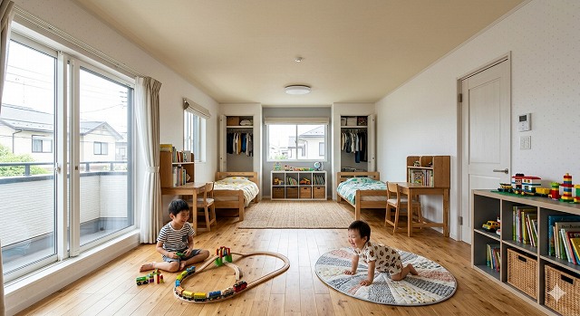 間仕切り前の子ども部屋