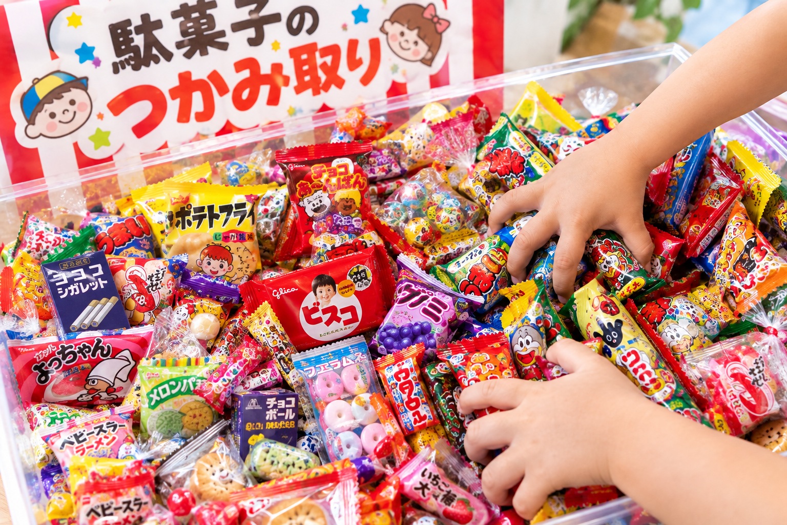 神戸の工務店のイベントの景品おかしつかみどり
